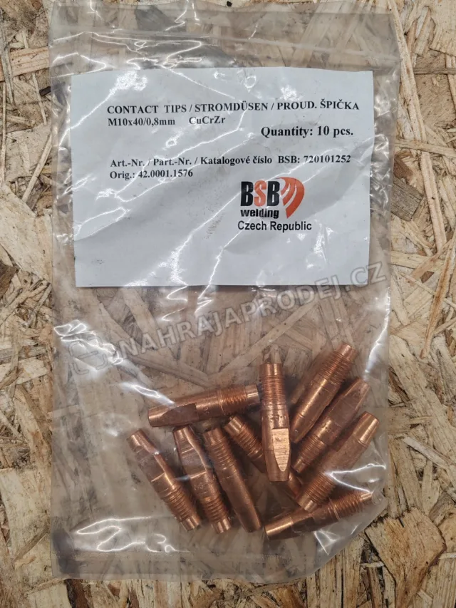 Kontaktní špičky BSB Welding M10x40/0,8 mm CuCrZr