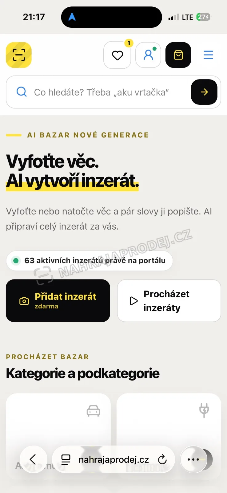 NahrajAProdej.cz – moderní AI bazar zdarma pro lidi i firmy